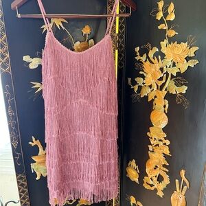 Cider Sparkling Pink Tassel Strappy Dress